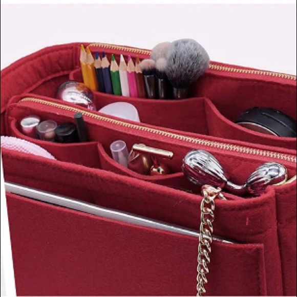 NEW XL Purse tote Insert Protector Organizer GM double zipper side snap pocket - Picture 5 of 10